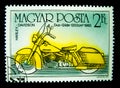 A stamp printed in Hungary shows an image of Harley Davidson duo glide 1960 on value at 2 Ft.